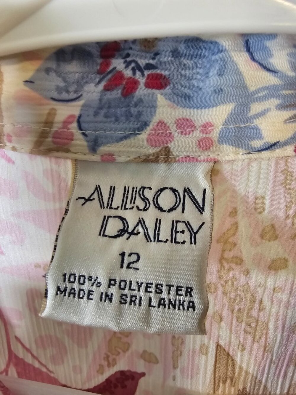 Vintage Allison Daley Blouse Button Up Floral Pink Blue Casual 12 - Picture 7 of 10